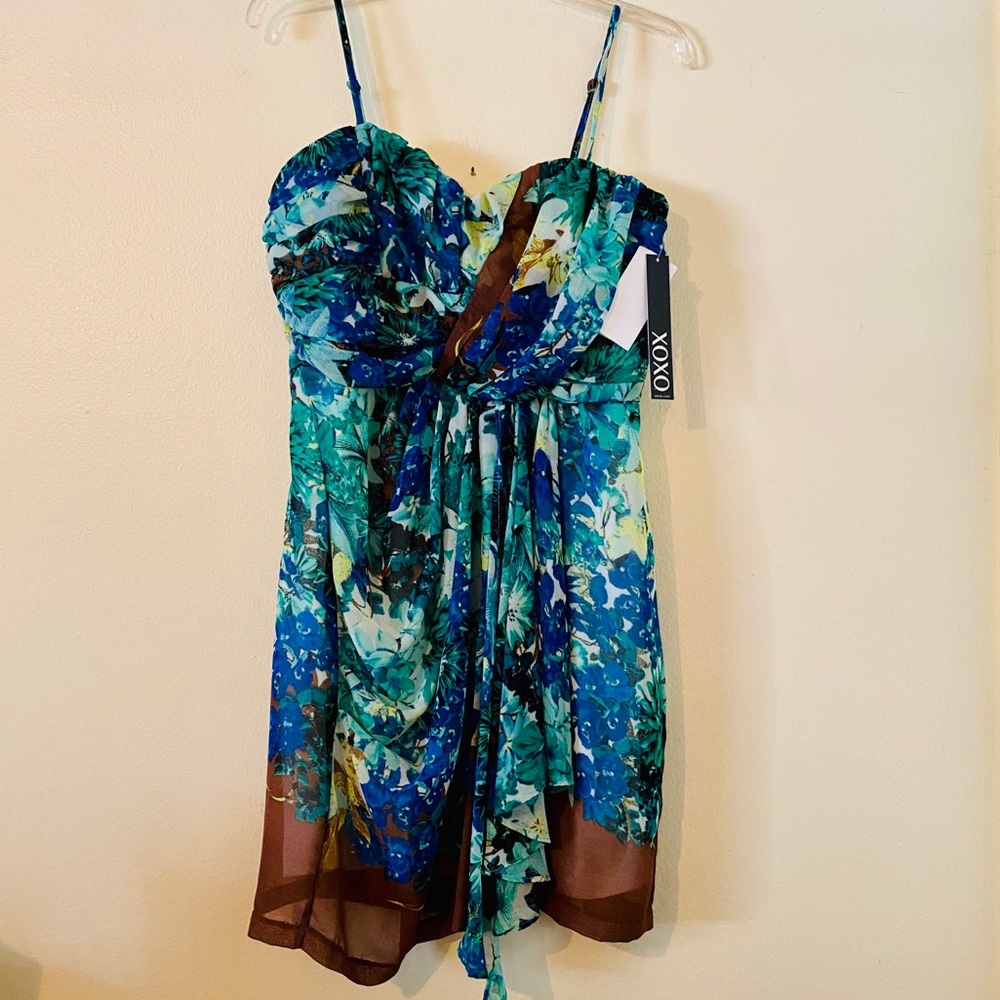 Vintage Y2K NWT XOXO Floral Tropical Spaghetti Strap Party Cruise Dress 11/12